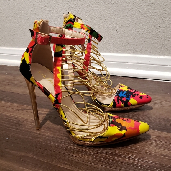 Eclectic Colorful Camoflage Heels - Picture 3 of 7